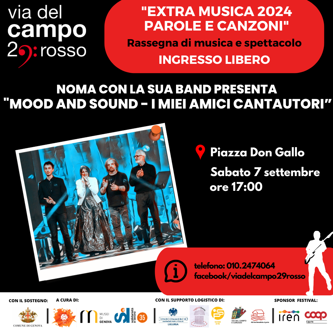 Continua la rassegna Extramusica. Parole e canzoni con lo spettacolo Mood in Sound - i miei amici cantautori di Noma